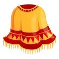 Mexican poncho clothes icon, cartoon style