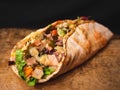 Mexican pork taco on the wooden board Royalty Free Stock Photo