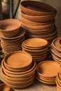 Mexican pottery handicrafts in clay, sculptures, vessels, jugs, vases etc, using traditional methods Royalty Free Stock Photo