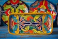 Mexican pottery Talavera style of Mexico Royalty Free Stock Photo