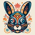 Colorful Mexican Rabbit Art: Vintage-inspired Illustration With A Funky Twist