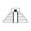 Mexican pyramid building symbol in black and white