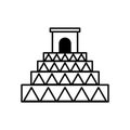 Mexican pyramid culture line style icon