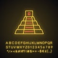 Mexican pyramid neon light icon