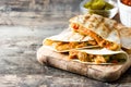 Mexican quesadilla with chicken, cheese and peppers