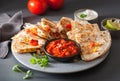 Mexican quesadilla with chicken tomato corn cheese Royalty Free Stock Photo