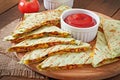 Mexican Quesadilla sliced with vegetables Royalty Free Stock Photo
