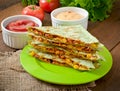 Mexican Quesadilla sliced with vegetables Royalty Free Stock Photo