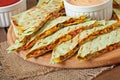 Mexican Quesadilla sliced with vegetables Royalty Free Stock Photo