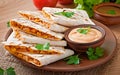 Mexican Quesadilla sliced with vegetables Royalty Free Stock Photo