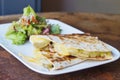 Mexican quesadilla in a texmex restaurant.