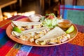 Mexican quesadilla in a texmex restaurant.