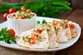 Mexican Quesadilla wrap with chicken, corn and sweet pepper