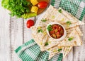 Mexican Quesadilla wrap with chicken Royalty Free Stock Photo