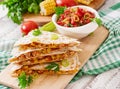 Mexican Quesadilla wrap with chicken Royalty Free Stock Photo