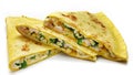 Mexican quesadillas with cheese, vegetables and salsa isolated