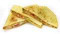 Mexican quesadillas with cheese, vegetables and salsa isolated