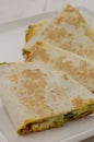 Mexican quesadillas with chicken, green beans and leek Royalty Free Stock Photo