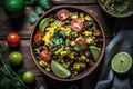 Mexican quinoa salad with black beans, corn, tomatoes and cilantro