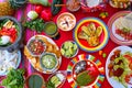 Mexican recipes mix with Mexico sauces Royalty Free Stock Photo