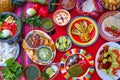 Mexican recipes mix with Mexico sauces Royalty Free Stock Photo