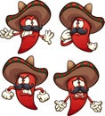 Mexican red chili pepper in different poses