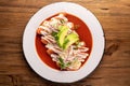 Mexican red enchiladas. Aerial view of Mexican food. Gourmet mexican food concept Royalty Free Stock Photo