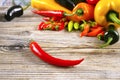 Mexican red hot chili peppers colorful mix paprika poblano serra Royalty Free Stock Photo