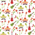 Mexican repeating seamless pattern. Cinco de Mayo seamless fabric . Stock vector.