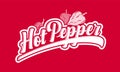 Hot pepper logo. Red letters with habanero peppers. Vintage emblem. Monochrome options.