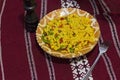 Serving Mexican food on a clay plate