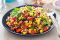 Mexican rice, quinoa avocado salad with chilli dressing Royalty Free Stock Photo