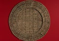 Mexican Round Tablecloth made of palm fiber on red background