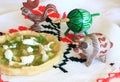 Mexican Salsa Verde Gordita and clay animals Royalty Free Stock Photo