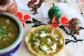 Mexican Salsa Verde Gordita and clay animals