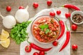 Mexican sauce salsa with ingredients