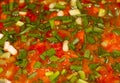 Mexican sauce salsa ranchera, made with onions, garlic, chilli, toasted cumin seeds, Mexican oregano, green peppers and tomatoes.