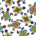 Mexican seamless pattern with turtles.