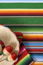 Mexican background blanket sombrero copy space vertical Royalty Free Stock Photo