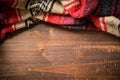 Mexican Serape blanket on wood Background Royalty Free Stock Photo