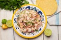 Mexican shrimp raw aguachile on white background Royalty Free Stock Photo