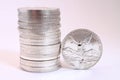 Mexican silver coins Royalty Free Stock Photo