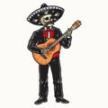 Mexican skeleton singer with guitar Royalty Free Stock Photo