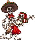 Mexican skeletons couple dancing rumba Royalty Free Stock Photo