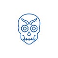 Mexican skull line icon concept. Mexican skull flat vector symbol, sign, outline illustration.