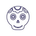 Mexican skull line style icon vector design