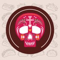 Mexican skull mask culture fill style icon
