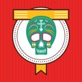 Mexican skull mask culture seal stamp Royalty Free Stock Photo