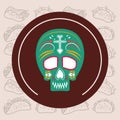 Mexican skull mask culture seal stamp Royalty Free Stock Photo