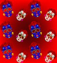 Mexican skull seamless pattern, Calavera with flowers. Decoration for Day of the Dead, Dia de los Muertos. Halloween poster